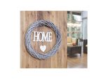 TüRkranz Home Rund, Dekokranz Wandkranz Kranz, Holz Ø 40Cm Mvg Weiß-Grau