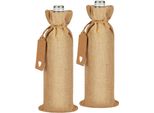 Brubaker Sacchetto Per Vino Per Natale - Unicolore - 36 Cm X 17 Cm Sacchetto Di Iuta - Sacchetto Per Vino Regalo Per Vino, Spumante - Sacchetto Per Bottiglie, 2 Pezzi