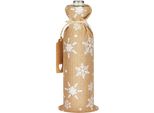 Brubaker Sacchetto Natalizio Per Vino - Fiocchi Di Neve Bianchi - 36 Cm X 17 Cm Sacchetto Di Iuta - Sacchetto Per Vino, Spumante, Champagne - Sacchetto Per Bottiglie, 1 Pezzo