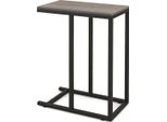 Costway Tavolino A C Per Divano E Letto, Tavolino Da Divano Alto 64 Cm Con Struttura In Metallo, Tavolino Porta Tv In Rovere Grigio