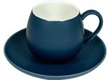12 Pezzi. Set Di Tazze Da Caffè Con Piattino In Porcellana 220 Ml - Blu