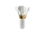 Set Di Utensili Da Cucina In Silicone Da 12 Pezzi Con Manico In Legno Bianco Resistente Al Calore