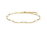 Armband Julie Julsen "925/- Sterling Silber Vergoldet SüßWasserperlen", Gelb, ArmbäNder, Damen, 19Cm, Silber 925 (Sterlingsilber), GläNzend, Armband
