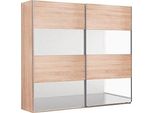 SchwebetüRenschrank wimex "Easy", Braun (Struktureichefarben Hell, Spiegel), B:225Cm H:210Cm T:65Cm, SchräNke, SchwebetüRenschrank, Mit Teilspiegel