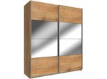 SchwebetüRenschrank Wimex "Easy", Braun (Plankeneichefarben, Spiegel), B:135Cm H:210Cm T:65Cm, SchräNke, SchwebetüRenschrank, Mit Teilspiegel
