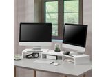 Supporto Per Monitor Vilppula Supporto Per Monitor 79X27X10,5 Cm Con Supporto Per Smartphone E Lunghezza Regolabile Bianco