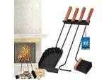 Kotarbau® Set Per Caminetto Nero Set Di Stufe Moderne Accessori Per Caminetto Set Di Spazzole Paletta Raschiacenere Poker Set Per La Pulizia Del Caminetto In Acciaio E Legno Accessori Per Caminetto Utensili Per Caminetto