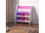 Scaffale Per Bambini 'Ponteceso' Con 2 Scomparti E 6 Scatole Pieghevoli Motivo Oceano 74 X 62 X 26,5 Cm
