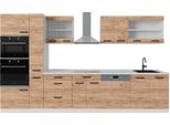 Vicco Cucina Componibile R-Line, 350 Cm Senza Piano Di Lavoro, Quercia Dorata/Bianco/Bianco