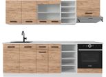 Vicco Cucina Componibile R-Line, 240 Cm Pl Antracite, Quercia Dorata/Bianco/Bianco