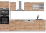 Vicco Cucina Componibile R-Line, 300 Cm Pl Antracite, Quercia Dorata/Bianco/Bianco