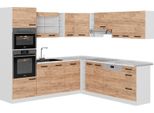 Vicco Cucina Angolare Completa R-Line, 237 X 247 Cm Pt Rovere, Quercia Dorata/Bianco/Bianco