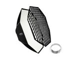 Walimex Pro Essential Softbox Octagon 150Cm + Adattatore Softbox Per Elinchrom (Diametro Esterno: 15,2 Cm), Ruotabile A 360°, Facile Da Montare, Incluso Griglia, Adattatore Bowens E Borsa Di Trasporto