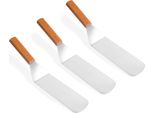 Set Di 3 Spatole In Acciaio Inox Grandi | Girarrosto Con Manico In Legno | Spatola Per Arrosti - Paletta Per Padelle | Girarrosto Girarrosto | Spatola Per Grigliate Bbq | Raschietto Da Cucina Girarrosto Per Hamburger