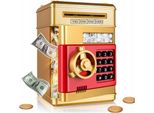 Salvadanaio Elettronico Coil, Salvadanaio, Mini Cassaforte, Bancomat, Codice Pin, Banconote E Monete, Effetti Sonori, Rosso