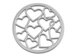 Amello Moneta Gioielli Argento 30 Mm Intarsio Acciaio Inox Cuori Moneta Donna ESC504J