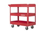 Carrello Da Officina Arebos Rosso | 3 Scomparti | Fino A 100 Kg | Con Rotelle E Maniglia