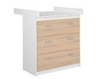 Fasciatoio Roba Con Piano Fasciatoio Rimovibile "Gabriella"", Bicolore, 3 Cassetti, Altezza Fasciatoio 90 Cm"