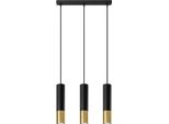 Lampada A Sospensione Loopez 3L Nero/Oro 3Xgu10 10W Acciaio 90X6X45Cm Sollux Lighting