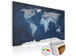 Quadro In Sughero Non Tessuto - Mondo Blu Scuro 120X80 Cm Carte K-A-0086-P-B