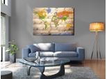 Quadro In Sughero Non Tessuto - Mappa Su Legno: Viaggi Colorati 90X60 Cm Mappe K-A-0180-P-A