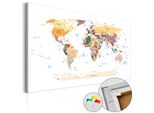 Quadro In Sughero Non Tessuto - Mappa Del Mondo 120X80 Cm Mappe K-B-0010-P-B