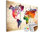 Quadro In Sughero Non Tessuto - Cartina In Sughero Acquerellata 60X40 Cm Karten K-B-0028-P-A