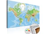 Quadro In Sughero Non Tessuto - Geografia Mondiale 60X40 Cm Mappe K-C-0026-P-A