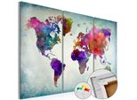 Quadro In Sughero Non Tessuto - Mondo A Colori 60X40 Cm Carte K-C-0047-P-F