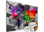 Quadro In Sughero Non Tessuto - Simmetria Del Mondo 60X40 Cm Carte K-C-0071-P-A