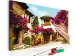 Tessuto Non Tessuto Painting By Numbers - Mediterranean Town 60X40 Cm Landscapes N-A-0187-E-A