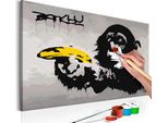 Tessuto Non Tessuto Pittura Per Numeri - Scimmia (Banksy Street Art Graffiti) 60X40 Cm Streetart N-A-0223-E-A