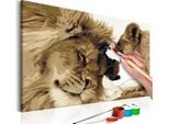 Tessuto Non Tessuto Painting By Numbers - Lions In Love 60X40 Cm Animali N-A-0222-E-A