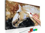 Tessuto Non Tessuto Pittura Per Numeri - Cavallo Bianco 60X40 Cm Animali N-A-0210-E-A