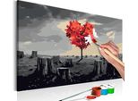 Tessuto Non Tessuto Painting By Numbers - Albero A Forma Di Cuore 60X40 Cm Fiori N-A-0245-E-A