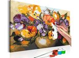 Tessuto Non Tessuto Painting By Numbers - Vaso Di Viole 60X40 Cm Fiori N-A-0206-E-A