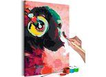 Pittura In Tessuto Non Tessuto Con Numeri - Scimmia In Cuffia 40X60 Cm Streetart N-A-0230-E-A