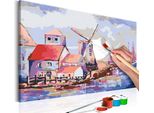Tessuto Non Tessuto Painting By Numbers - Windmills (Landscape) 60X40 Cm Cities N-A-0229-E-A