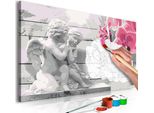 Pittura In Tessuto Non Tessuto Con Numeri - Angeli (Orchidea Rosa) 60X40 Cm Persone N-A-0273-E-A