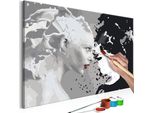 Pittura In Tessuto Non Tessuto Con Numeri - Bianco E Nero 60X40 Cm Persone N-A-0257-E-A