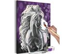 Tessuto Non Tessuto Pittura Per Numeri - Unicorno Bianco 40X60 Cm Animali N-A-0321-E-A