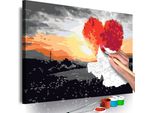 Tessuto Non Tessuto Painting By Numbers - Albero A Forma Di Cuore (Alba) 60X40 Cm Paesaggi N-A-0380-E-A