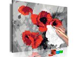 Tessuto Non Tessuto Painting By Numbers - Bouquet Di Papaveri 60X40 Cm Fiori N-A-0391-E-A