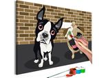 Pittura In Tessuto Non Tessuto Con Numeri - Cute Dogs 60X40 Cm Animali N-A-0374-E-A
