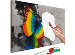 Tessuto Non Tessuto Pittura Per Numeri - Farfalla Colorata 60X40 Cm Animali N-A-0579-E-A