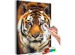 Pittura In Tessuto Non Tessuto Con Numeri - Tigre Asiatica 40X60 Cm Animali N-A-1054-E-A