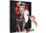 Tessuto Non Tessuto Pittura Per Numeri - Animali Colorati: Leone 40X60 Cm Animali N-A-1075-E-A