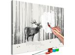 Tessuto Non Tessuto Painting By Numbers - Cervi Nella Neve 60X40 Cm Animali N-A-1084-E-A