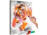 Pittura In Tessuto Non Tessuto Con Numeri - Tigre In Corsa 40X60 Cm Animali N-A-1111-E-A
