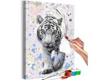 Tessuto Non Tessuto Pittura Per Numeri - Tigre Bianca 40X60 Cm Animali N-A-1118-E-A